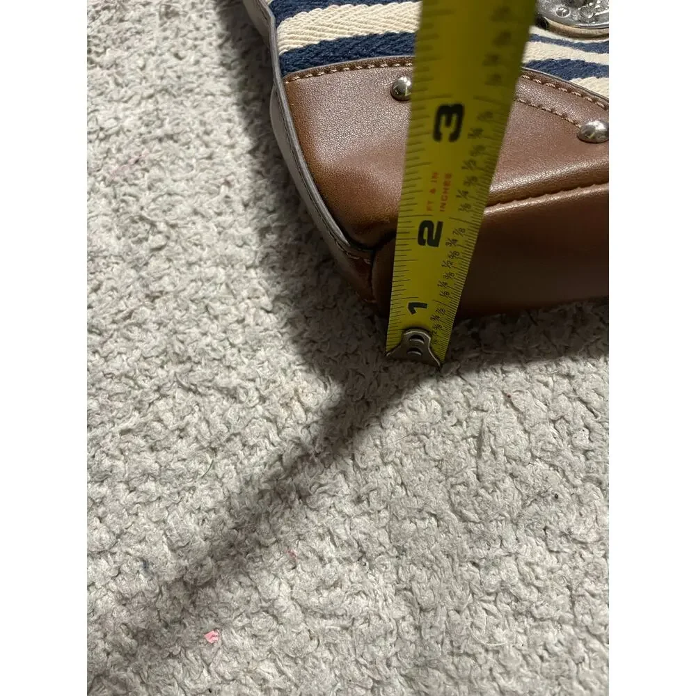Ralph Lauren Chaps Crossbody Purse Bag Striped White Blue Tan Shoulder